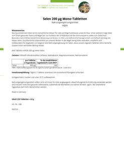 Viên uống Sanct Bernhard Selen 200 µg Mono-Tabletten hỗ trợ tuyến giáp và hệ miễn dịch, 250 viên