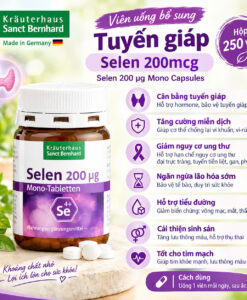 Viên uống Sanct Bernhard Selen 200 µg Mono-Tabletten hỗ trợ tuyến giáp và hệ miễn dịch, 250 viên