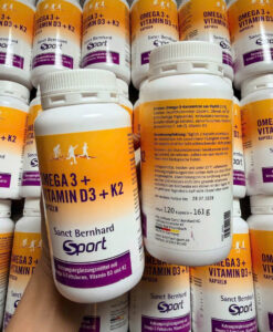 Viên uống Sanct Bernhard Sport Omega 3 + Vitamin D3 + K2 hỗ trợ cơ xương khớp, tim mạch, 120 viên