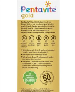 Vitamin tổng hợp Pentavite Gold Multivitamin + Iron Kids Liquid cho trẻ từ 1-12 tuổi, 200ml