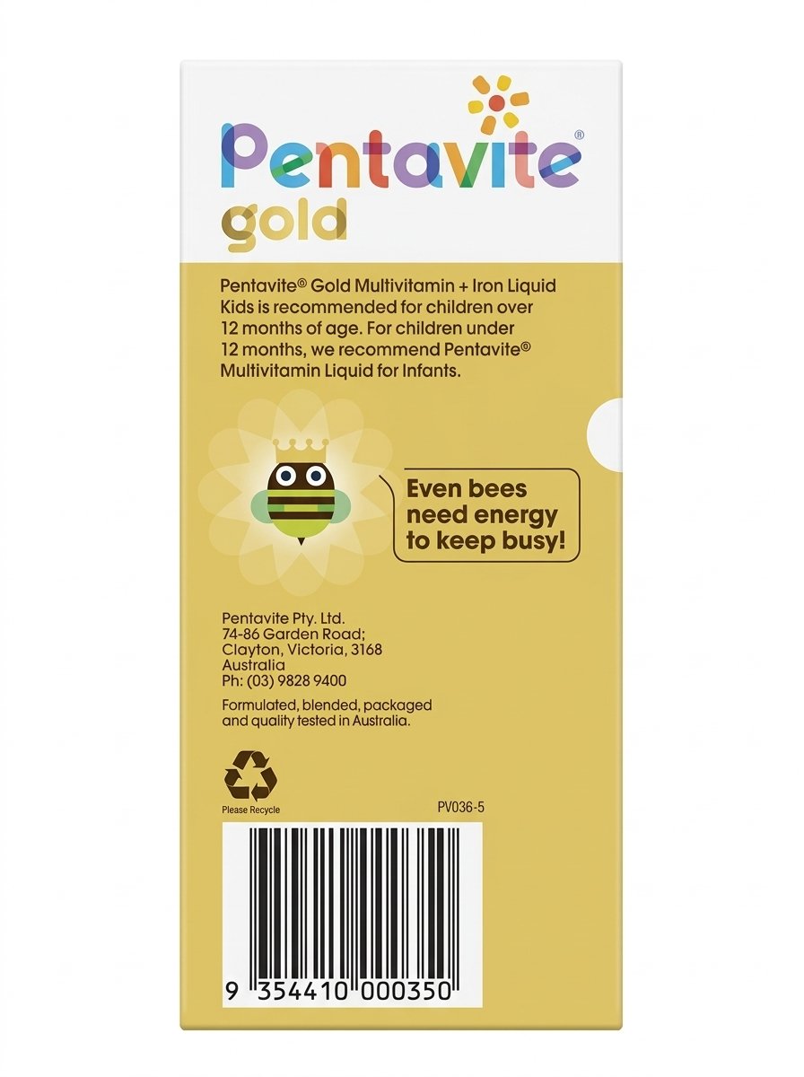 Vitamin tổng hợp Pentavite Gold Multivitamin + Iron Kids Liquid cho trẻ từ 1-12 tuổi, 200ml Vitamin tổng hợp Pentavite Gold Multivitamin + Iron Kids Liquid cho trẻ từ 1-12 tuổi, 200ml