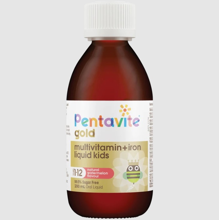 Vitamin tổng hợp Pentavite Gold Multivitamin + Iron Kids Liquid cho trẻ từ 1-12 tuổi, 200ml Vitamin tổng hợp Pentavite Gold Multivitamin + Iron Kids Liquid cho trẻ từ 1-12 tuổi, 200ml